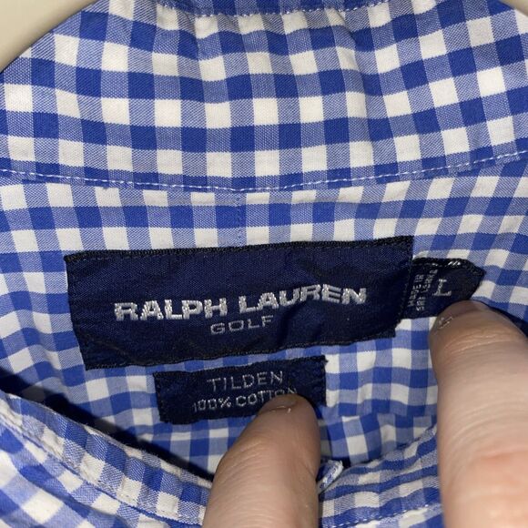 Ralph Lauren Golf Men’s Tilden Button Down Shirt Size L Blue Plaid - Picture 2 of 6